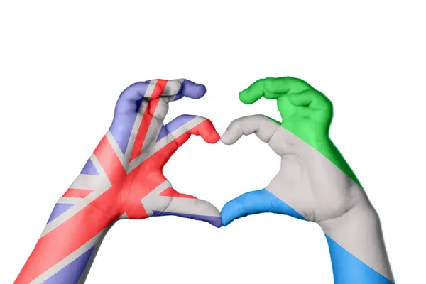 Reino Unido Sierra Leone Coração Gesto Mão Fazendo Coração Clipping — Fotografia de Stock