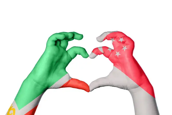Čečensko Singapurské Srdce Ruční Gesto Srdce Střihací Cesta — Stock fotografie
