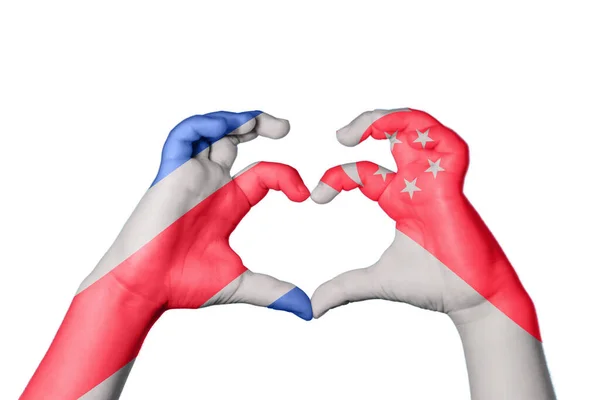 Costa Rica Singapore Heart Hand Gesture Making Heart Clipping Path — Stock Photo, Image