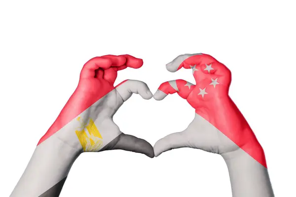 Egypt Singapore Heart Hand Gesture Making Heart Clipping Path — Stock Photo, Image