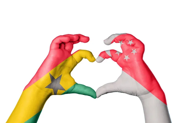 Ghana Singapur Corazón Hacer Gestos Corazón Recortar Camino —  Fotos de Stock