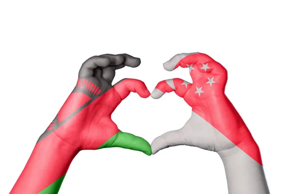 Malawi Singapur Herz Handbewegung Die Herz Macht Clipping Path — Stockfoto