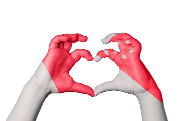 Malta Singapore Heart Hand Gesture Making Heart Clipping Path — Stock Photo, Image