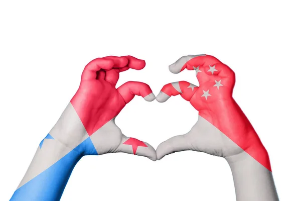 Panama Singapore Hart Hand Gebaar Maken Hart Knippen Pad — Stockfoto