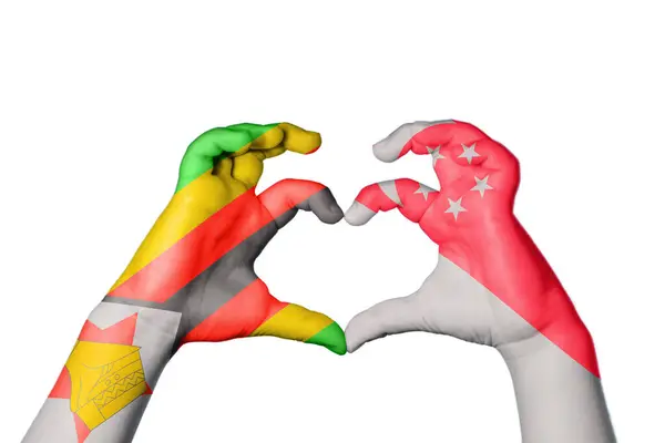 Zimbabwe Singapur Kalbi Hareketi Kalp Yapmak Kırpma Yolu — Stok fotoğraf