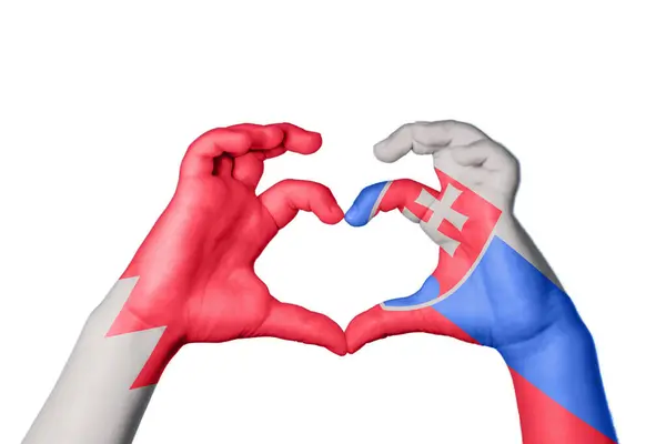 Bahrain Slovakia Heart Hand Gesture Making Heart Clipping Path — Stock Photo, Image