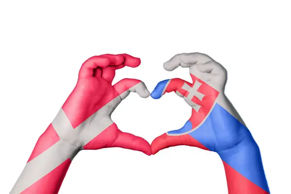 Дания Slovakia Heart Hand Gesture Making Heart Clipping Path — стоковое фото