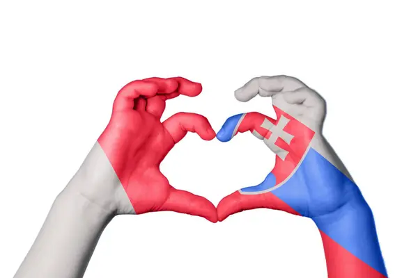 Malta Slovakia Heart Hand Gesture Making Heart Clipping Path — Stock Photo, Image