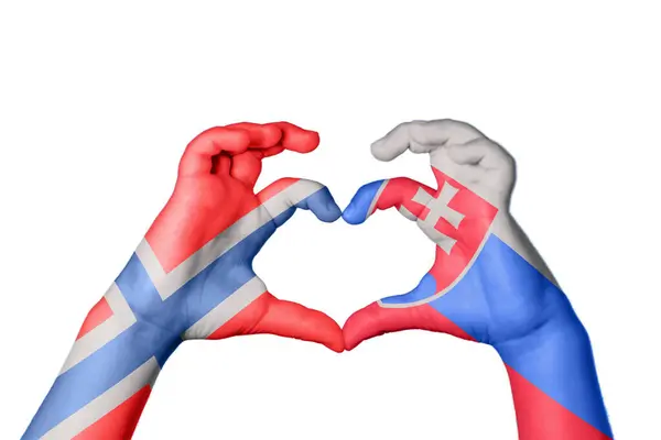 Noruega Eslovaquia Corazón Hacer Gesto Mano Del Corazón Recortar Camino —  Fotos de Stock