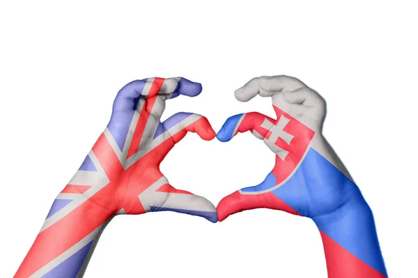 Reino Unido Eslováquia Coração Gesto Mão Fazendo Coração Clipping Path — Fotografia de Stock