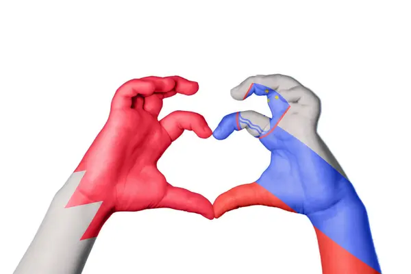 바레인 슬로베니아 심장을 만드는 제스처 클리핑 — 스톡 사진