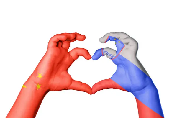 Сердце Китайской Словенки Жест Сердца Отрезание Пути — стоковое фото