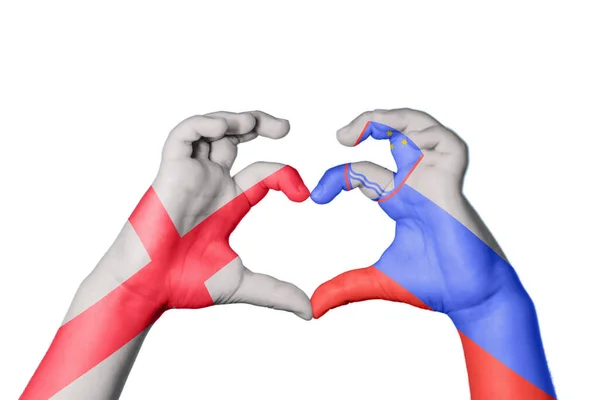 England Slovenia Heart Hand Gesture Making Heart Clipping Path — Stock fotografie