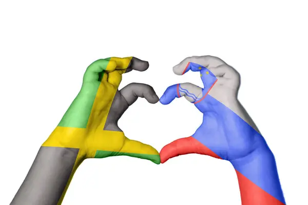 Ямайка Словения Сердце Жест Руки Делает Сердце Обрезка Пути — стоковое фото