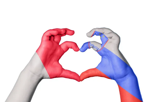 Malta Slovenia Heart Hand Gesture Making Heart Clipping Path — Stock Photo, Image