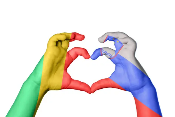Δημοκρατία Του Κονγκό Σλοβενία Καρδιά Χειρονομία Χέρι Καθιστώντας Την Καρδιά — Φωτογραφία Αρχείου