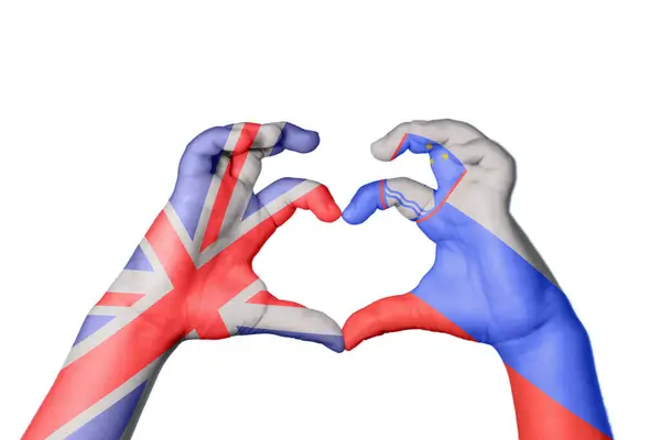 Reino Unido Eslovénia Coração Gesto Mão Que Faz Coração Clipping — Fotografia de Stock