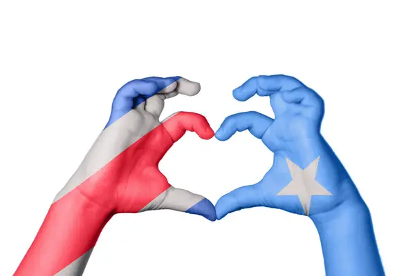 Коста Рика Сомалі Серце Жест Рук Робить Серце Відсічний Контур — стокове фото