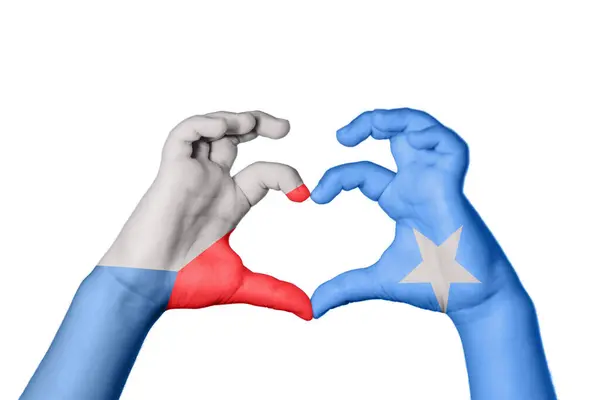 捷克共和国Somalia Heart Hand Gesture Making Heart Clipping Path — 图库照片