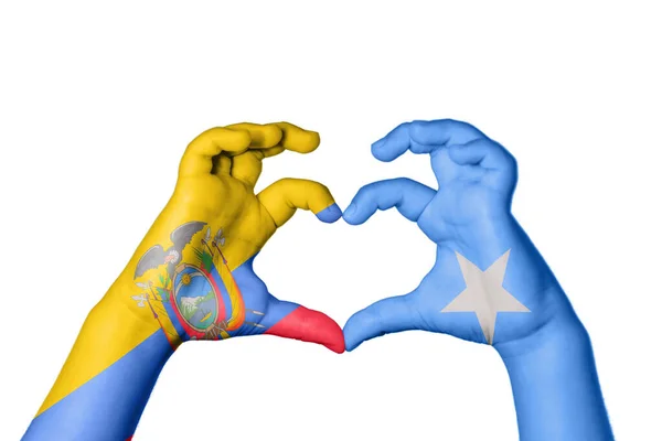 Ecuador Somalia Heart Hand Gimming Making Heart — Φωτογραφία Αρχείου