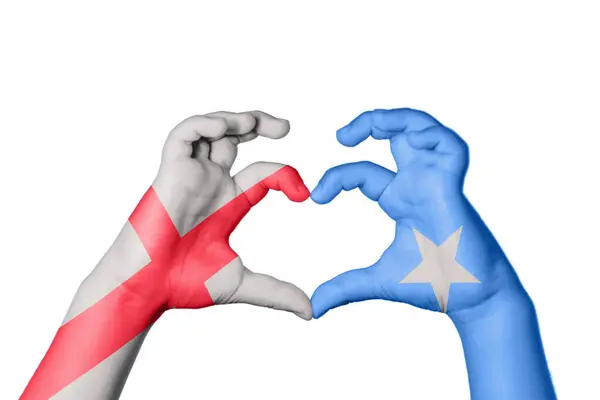England Somalia Heart Hand Gesture Making Heart Clipping Path — Stock fotografie
