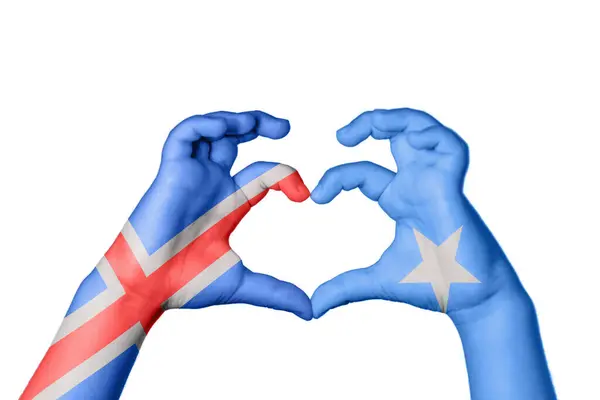 Ісландія Сомалі Серце Жест Рук Робить Серце Відсічний Контур — стокове фото
