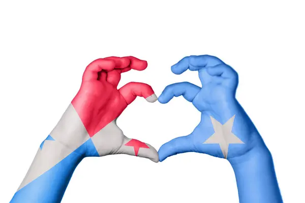 Панама Сомалі Серце Жест Рук Робить Серце Відсікаючи Шлях — стокове фото