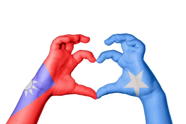 Tchaj Wan Somálsko Srdce Ruční Gesto Dělat Srdce Ořezávání Stezka — Stock fotografie