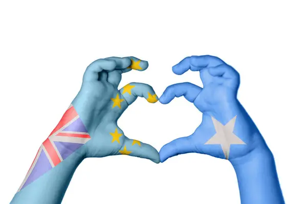 Tuvalu Somalië Hart Hand Gebaar Maken Hart Knippen Pad — Stockfoto