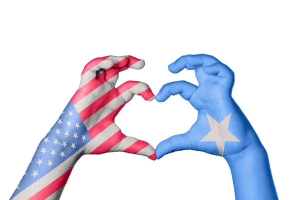United States Somalia Heart Hand Gesture Making Heart Clipping Path — Stock Photo, Image