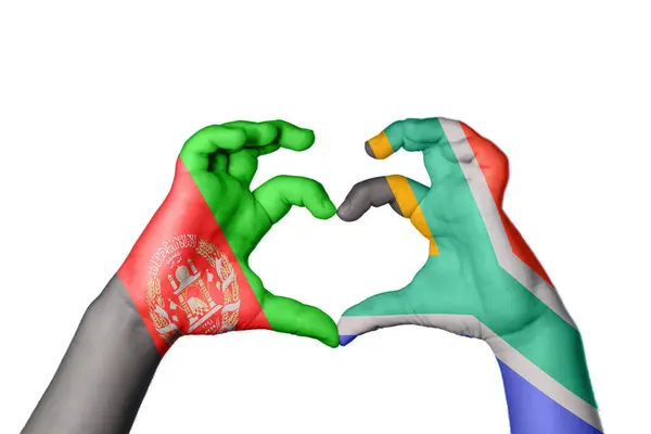 Afganisztán Dél Afrika Szív Kézmozdulatok Készítése Szív Vágási Útvonal — Stock Fotó