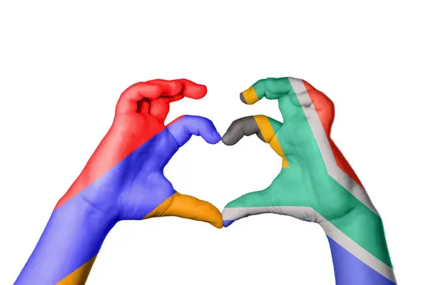 Örményország Dél Afrika Szív Kézmozdulatok Készítése Szív Vágási Útvonal — Stock Fotó