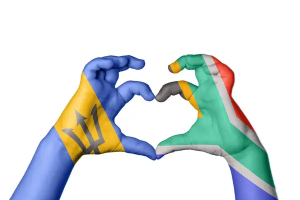 Barbados South Africa Heart Hand Gesture Making Heart Clipping Path — Stock Photo, Image