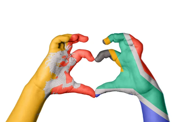 Bhután Dél Afrika Szív Kézmozdulatkészítés Szív Vágási Útvonal — Stock Fotó