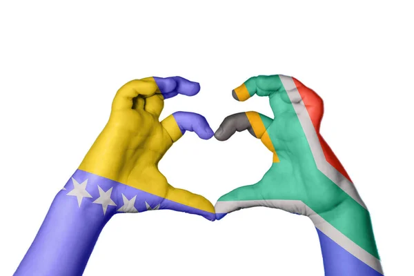 Bósnia Herzegovina África Sul Coração Gesto Mão Fazendo Coração Clipping — Fotografia de Stock