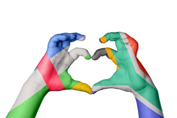 Republika Środkowoafrykańska Republika Południowej Afryki Serce Ręki Gest Podejmowania Serca — Zdjęcie stockowe
