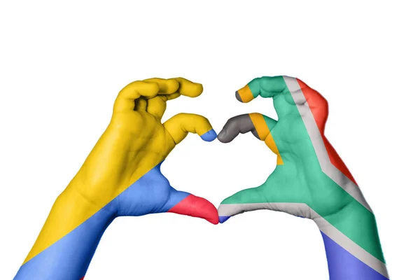 Colombia Sydafrika Hjärta Hand Gest Att Göra Hjärta Klippning Vägen — Stockfoto