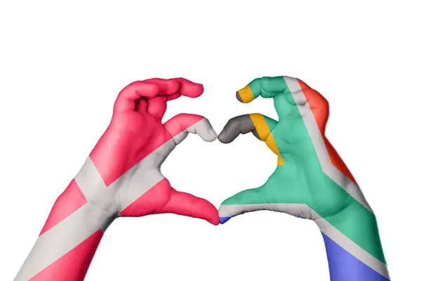 丹麦南非心脏 手手势制造心脏 收割路径 — 图库照片