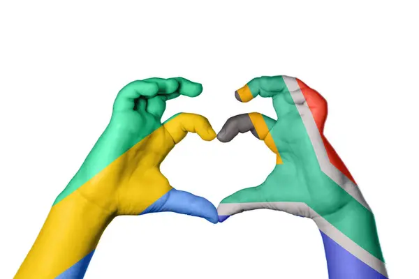 Gabon South Africa Heart Hand Gesture Making Heart Clipping Path — Stock Photo, Image