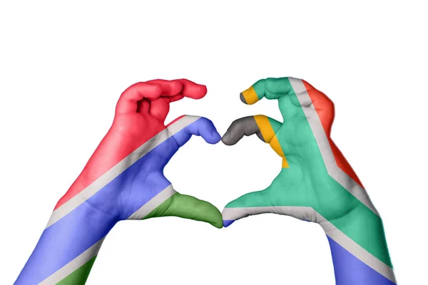 Гамбия Южно Африканская Сердце Жест Руки Делает Сердце Клиппинг Путь — стоковое фото