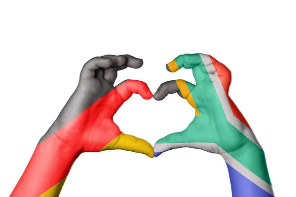 Németország Dél Afrika Szív Kézmozdulatok Készítése Szív Vágási Útvonal — Stock Fotó