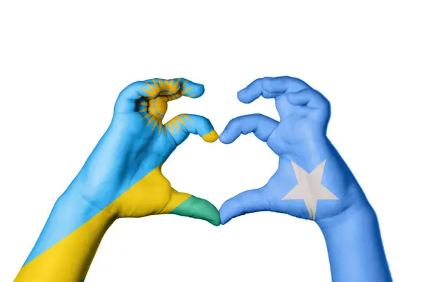 Rwanda Somalia Heart Hand Gesture Making Heart Clipping Path — Stock Photo, Image