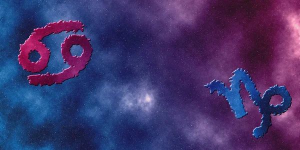 巨蟹座和摩羯座的兼容性 星相星座 — 图库照片