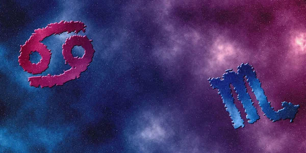 癌症与天蝎座兼容性 星相星座 — 图库照片
