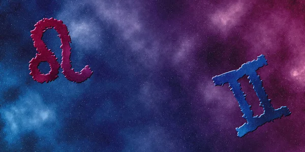 レオとジェミニの互換性 ホロスコープシンボル — ストック写真