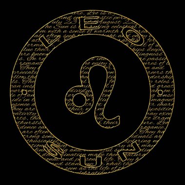 Leo Zodiac İşareti, Altın Sembol Siyah Arkaplan, Kırpma Yolu