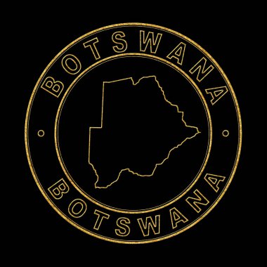 Botswana Haritası, Altın Damga Kara Arkaplan, Kırpma Yolu