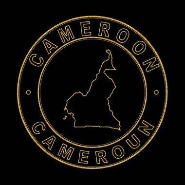Kamerun Haritası, Altın Damga Siyah Arkaplan, Kırpma Yolu