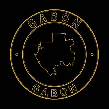 Gabon Haritası, Altın Damga Siyah Arkaplan, Kırpma Yolu