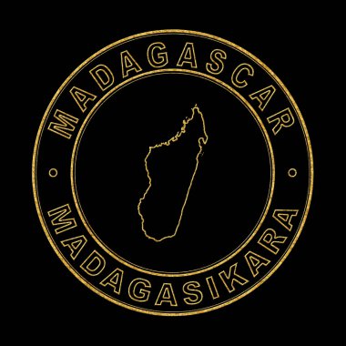 Madagaskar Haritası, Altın Damga Kara Arkaplan, Kırpma Yolu